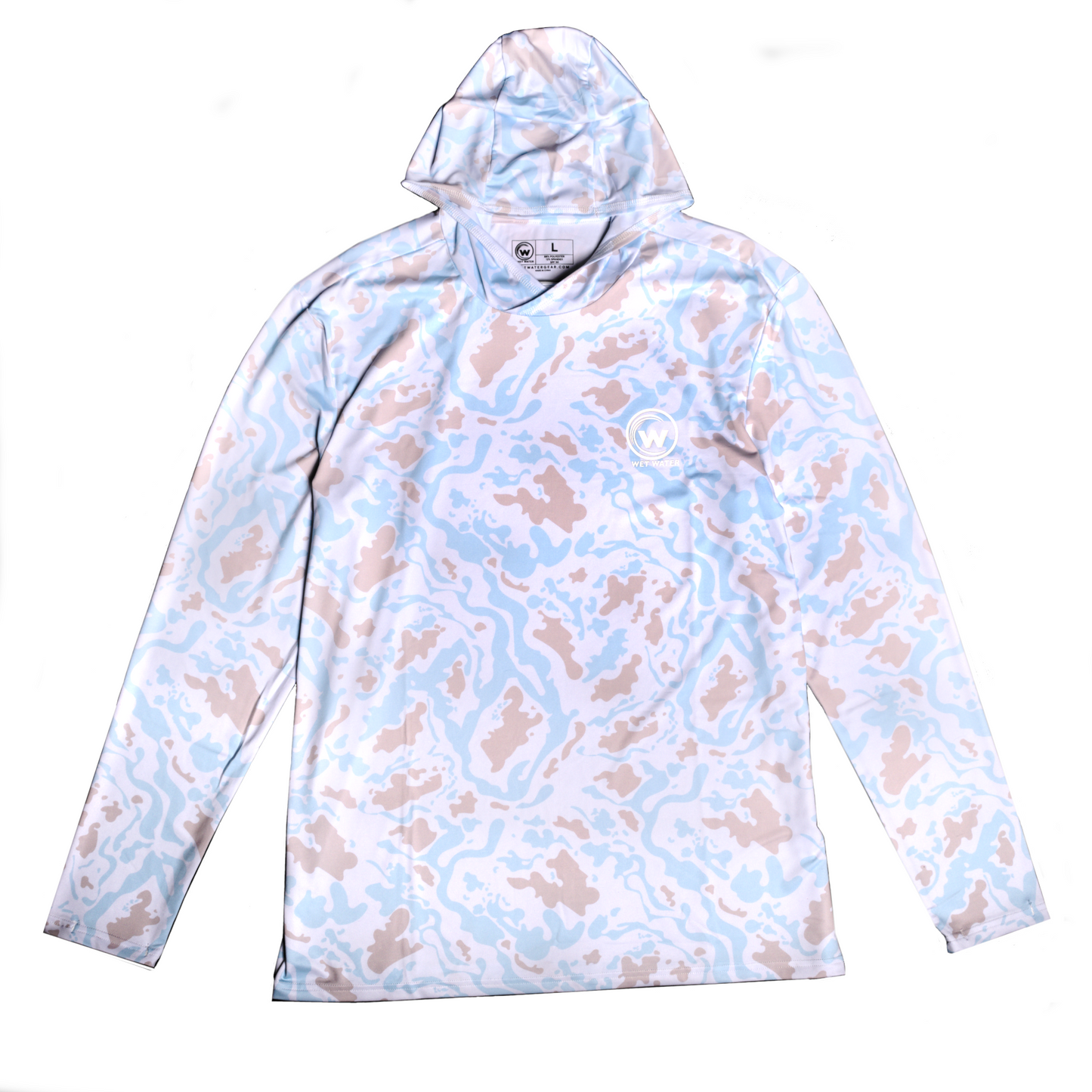 Wet Water River Run Performance Hoodie in blue camo — front view