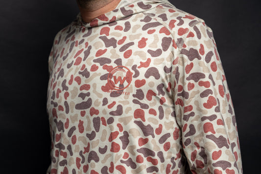 Wet Water Tideland Hoodie in red camo — back view