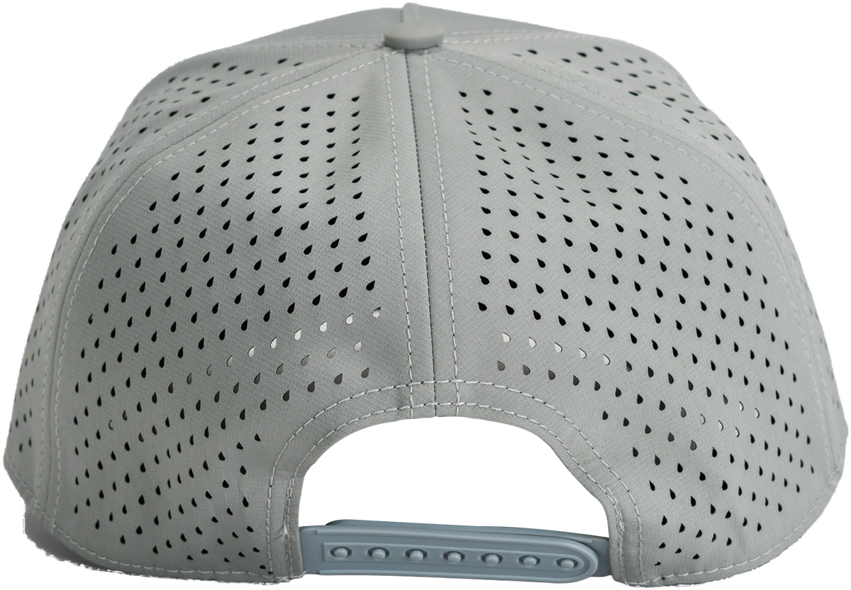 Wet Water The Wake Hat in charcoal, back view with adjustable closure
