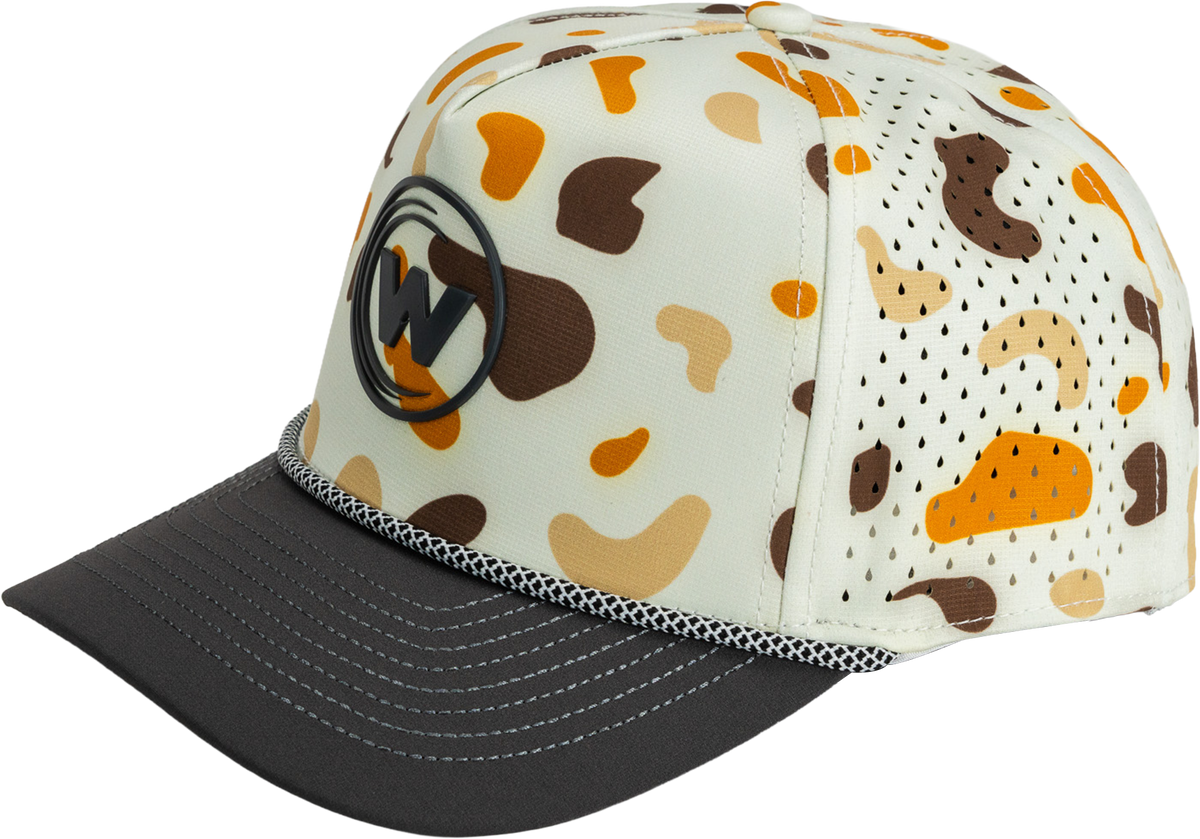 Wet Water The Wake Hat in camo, angled view