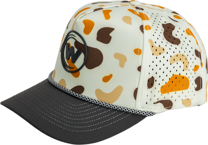 Wet Water The Wake Hat in camo, angled view