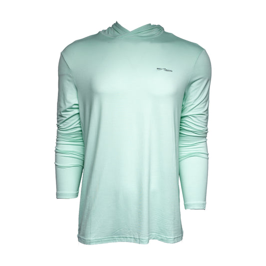Wet Water Coastal Bamboo Hoodie in seafoam — studio front view