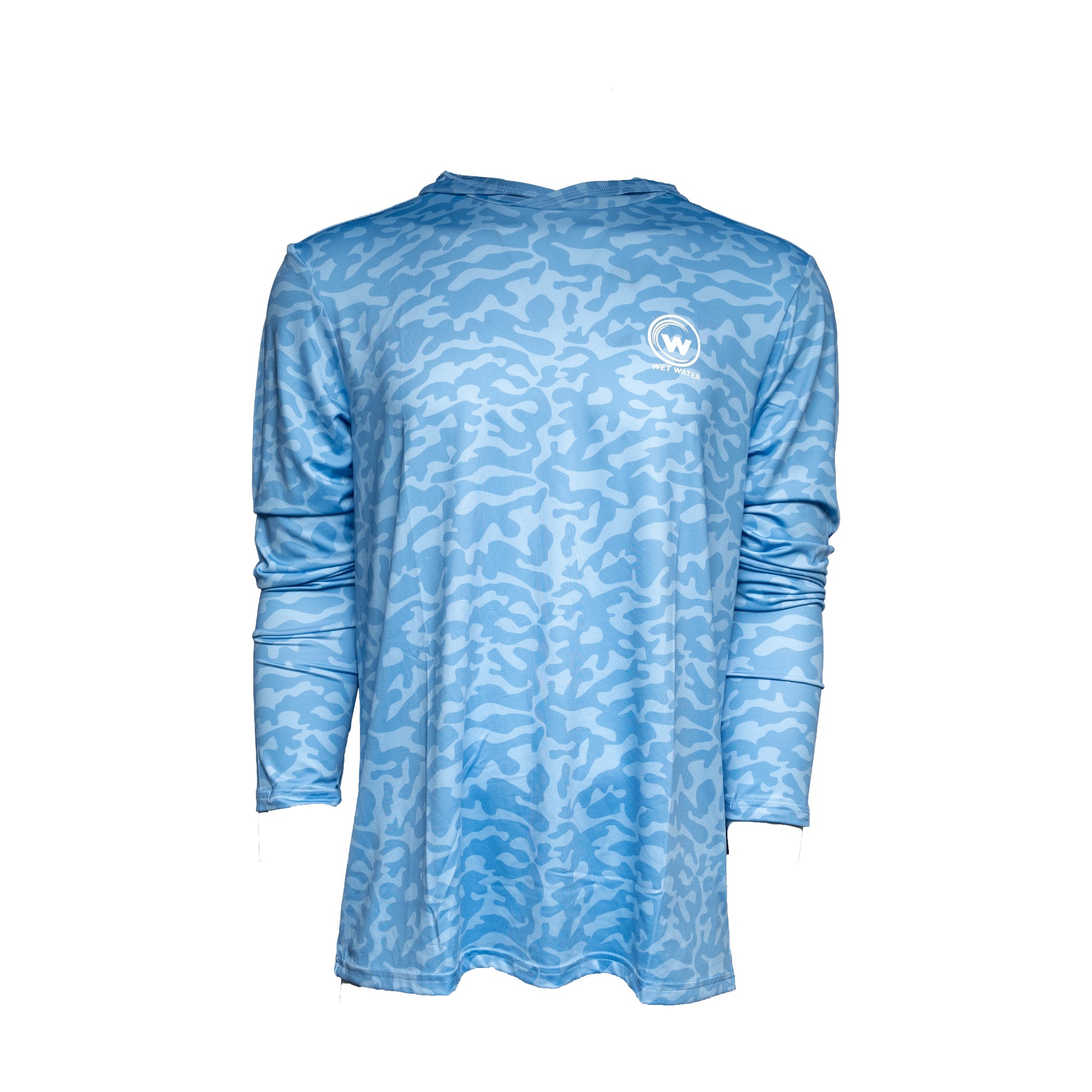 Wet Water Drift Current Performance Hoodie in blue — studio front view