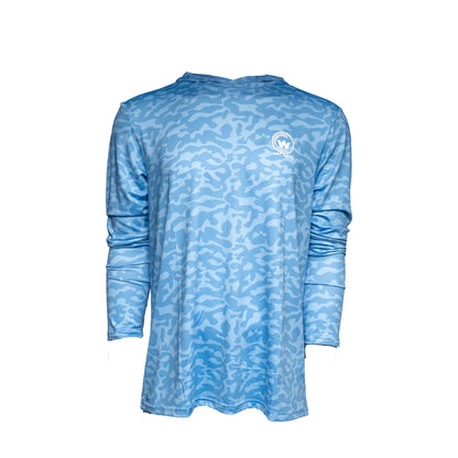 Wet Water Drift Current Performance Hoodie in blue — studio front view