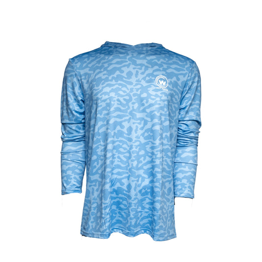 Wet Water Drift Current Performance Hoodie in blue — studio front view