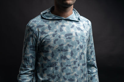 Wet Water Tideland Hoodie in blue camo — front view