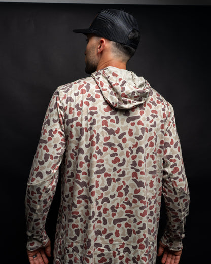 Wet Water Tideland Hoodie in red camo — back view (alternate angle)