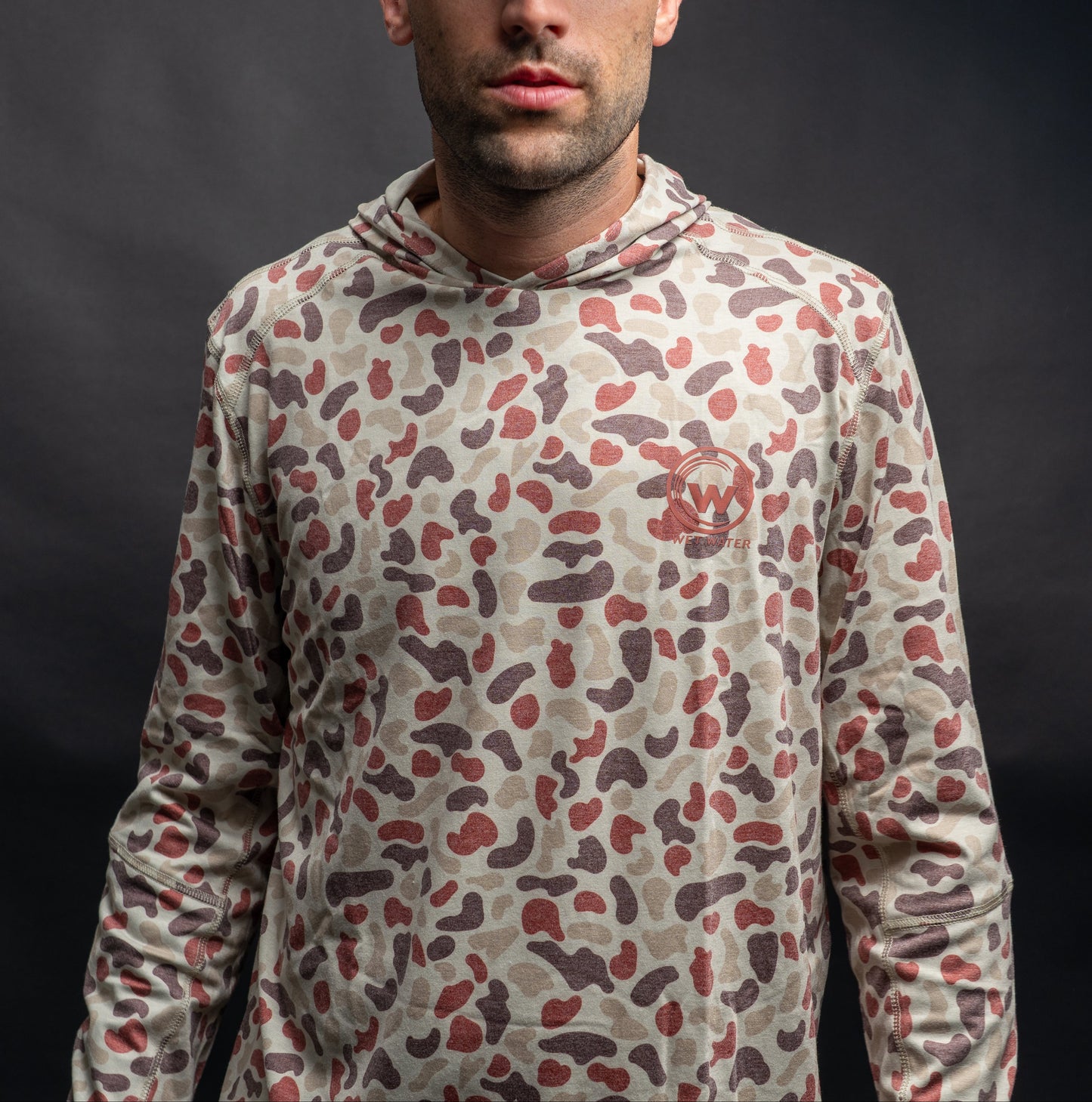 Wet Water Tideland Hoodie in red camo — front view (alternate)